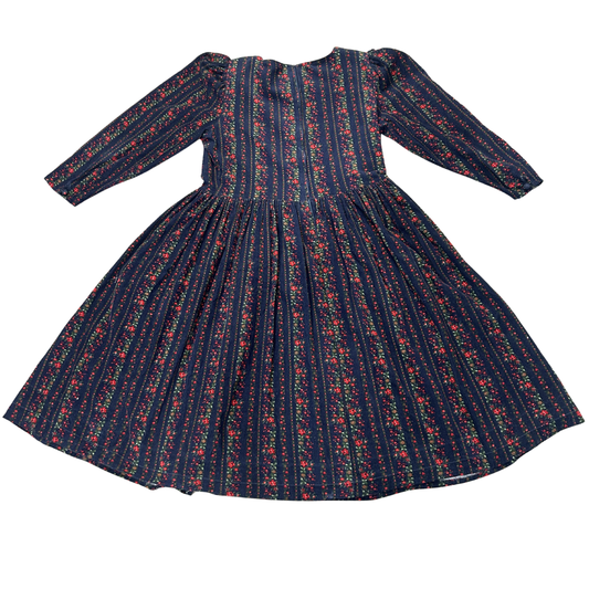 Vintage Laura Ashley Needle Cord Floral Stripe Dress