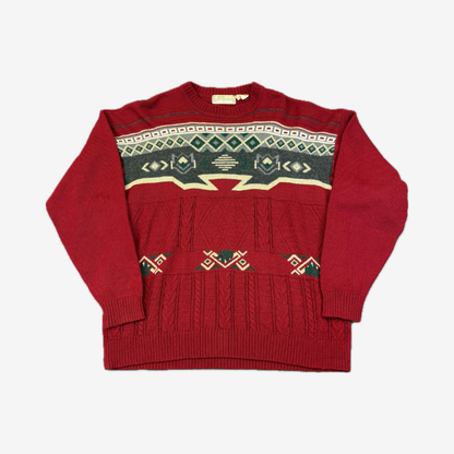 Vintage Functional Aztec Style Knitted Sweater