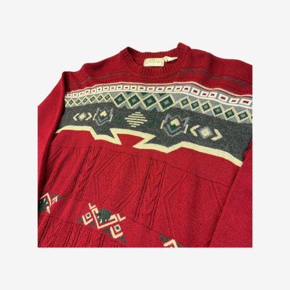 Vintage Functional Aztec Style Knitted Sweater