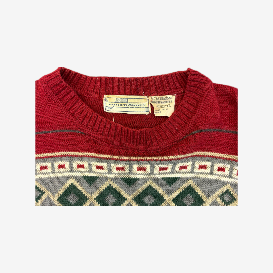 Vintage Functional Aztec Style Knitted Sweater