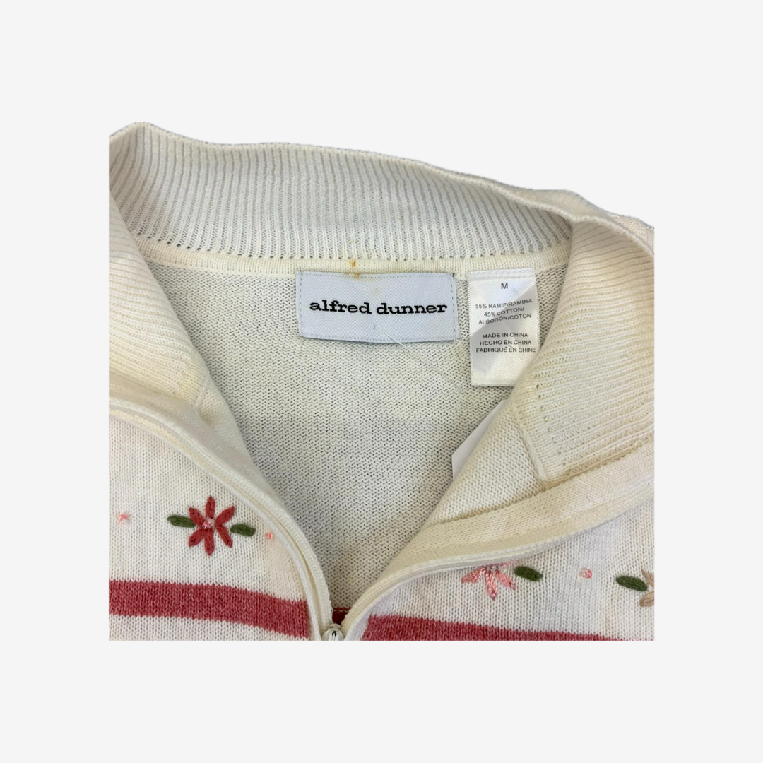 Alfred Dunner Floral Quarter-Zip Sweater