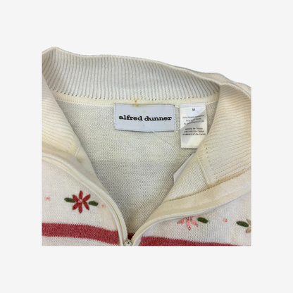 Alfred Dunner Floral Quarter-Zip Sweater