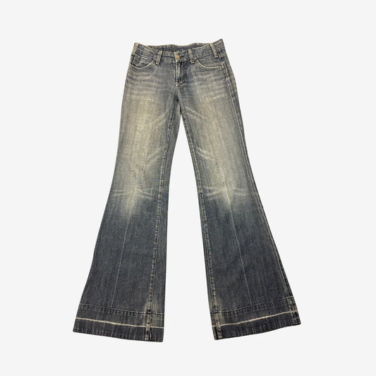 Light Wash Worn Denim Flares