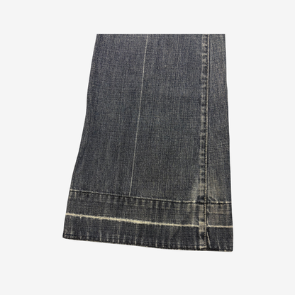 Light Wash Worn Denim Flares