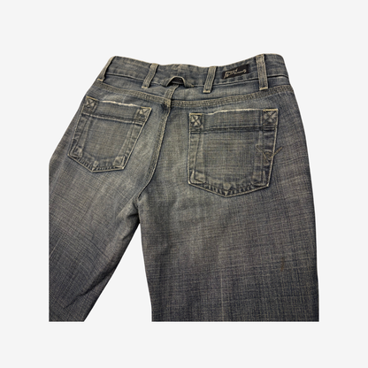 Light Wash Worn Denim Flares