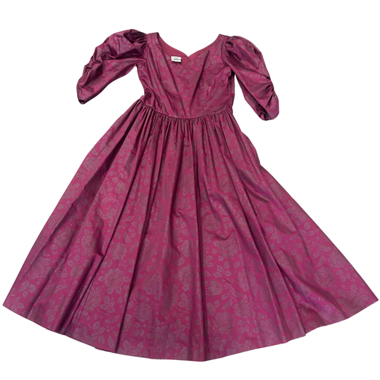 Vintage Laura Ashley Magenta Rose Print Occasion Dress