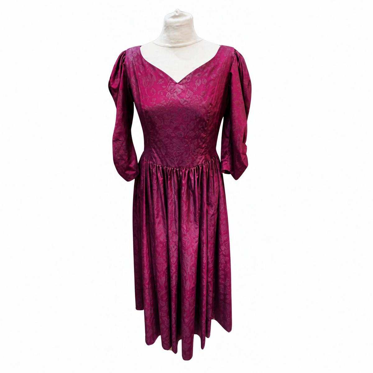 Vintage Laura Ashley Magenta Rose Print Occasion Dress