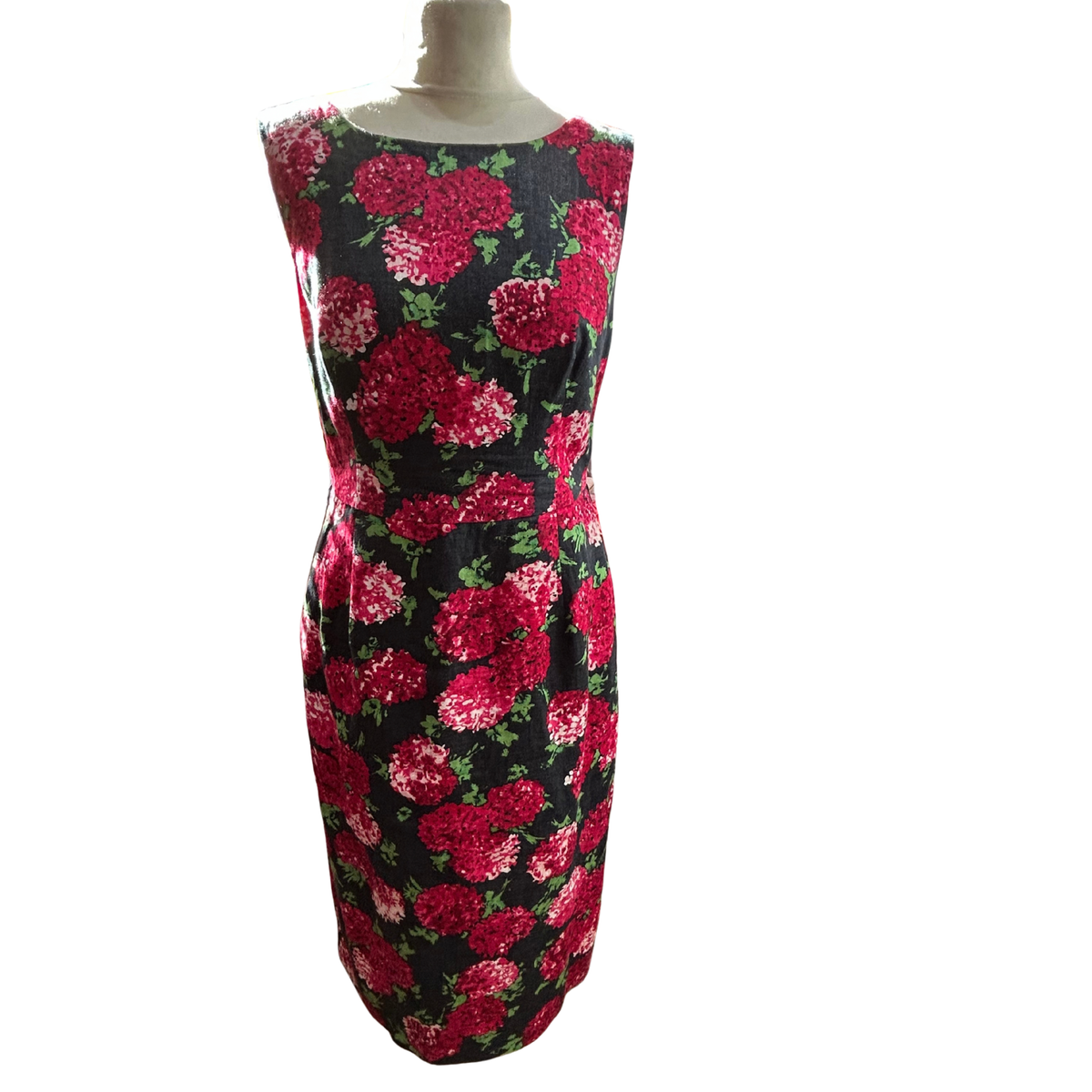 Laura Ashley Red Floral Linen Shift Dress