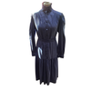 Vintage Laura Ashley Pie Crust Collar Dress in Blue and Black Print