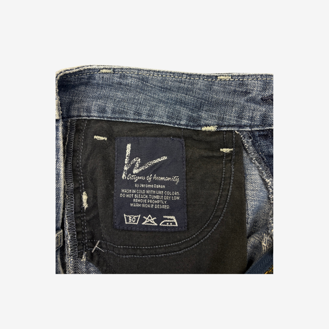 Light Wash Worn Denim Flares