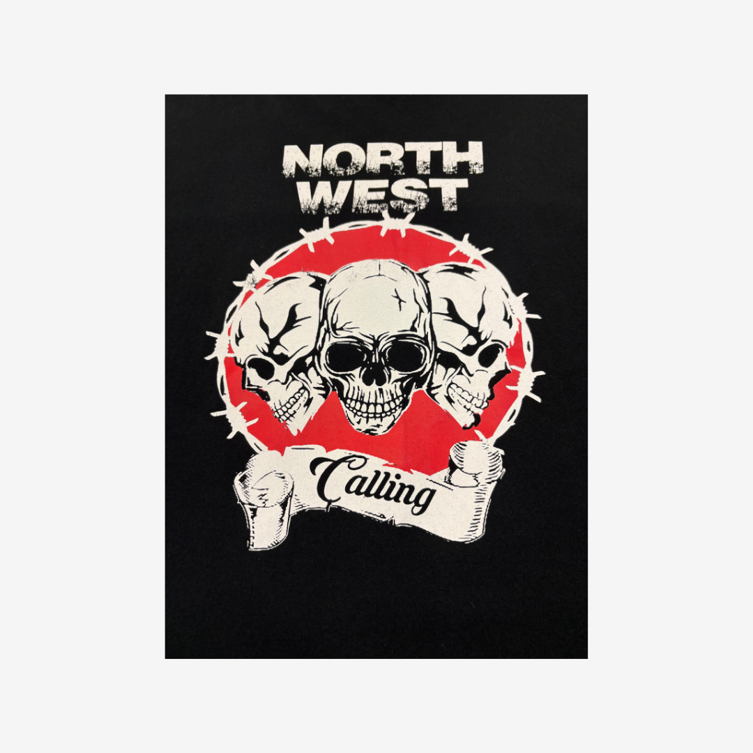 North West Calling Music Festival Gothic Style Skulls Graphic Print T-Shirt