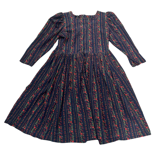 Vintage Laura Ashley Needle Cord Floral Stripe Dress