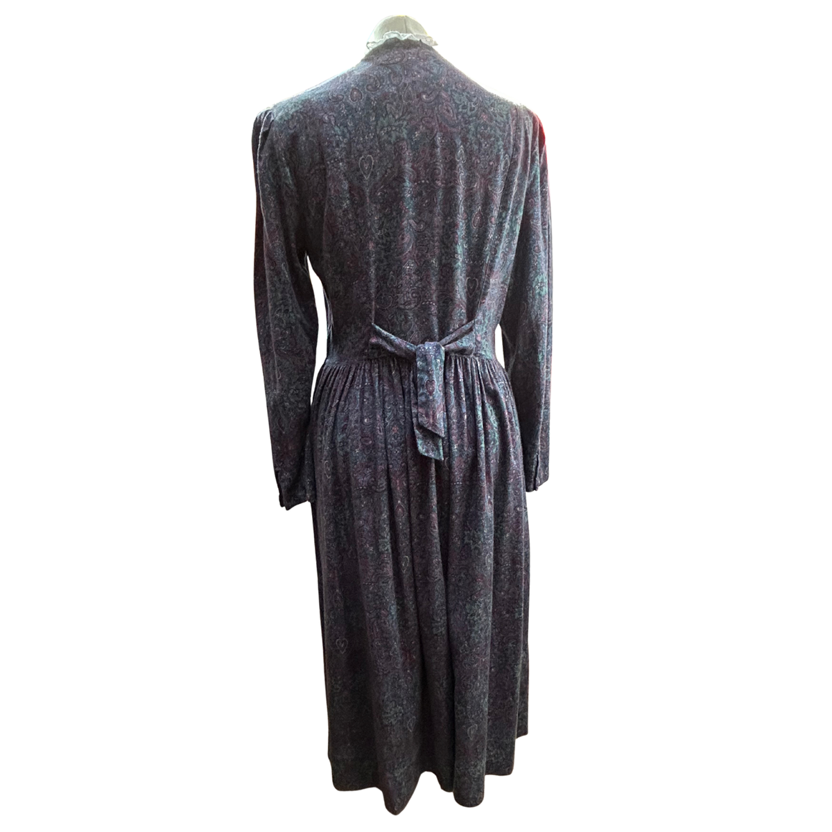 Vintage Laura Ashley Lace Collar Dress - Navy, Green, Purple Paisley Design