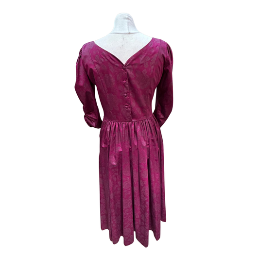 Vintage Laura Ashley Magenta Rose Print Occasion Dress