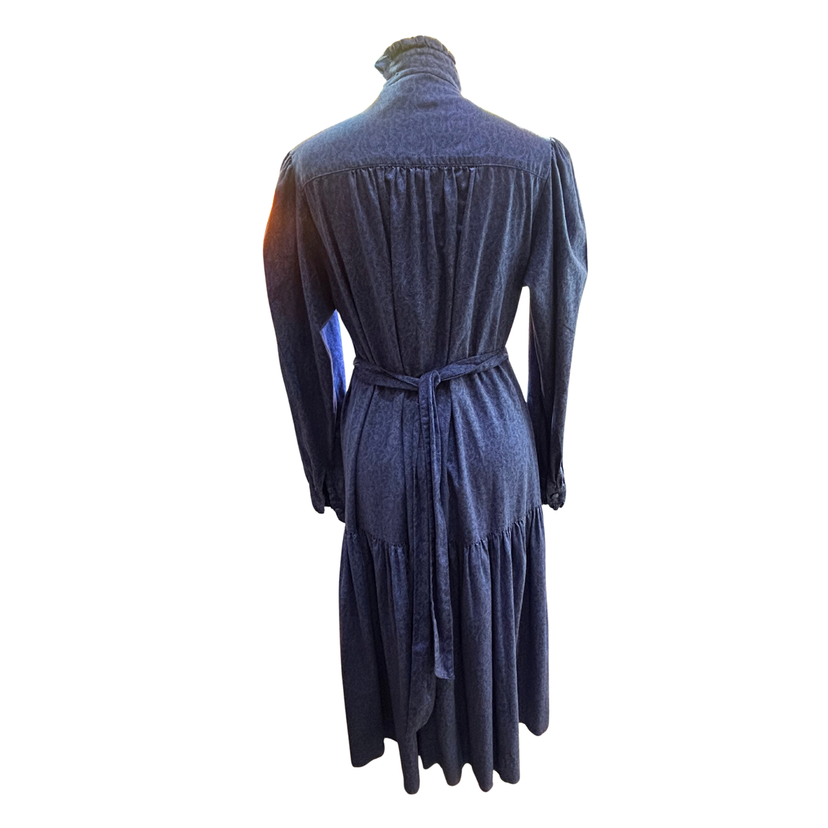 Vintage Laura Ashley Pie Crust Collar Dress in Blue and Black Print
