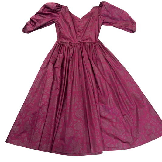 Vintage Laura Ashley Magenta Rose Print Occasion Dress