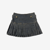 Pleated Denim Mini Skirt