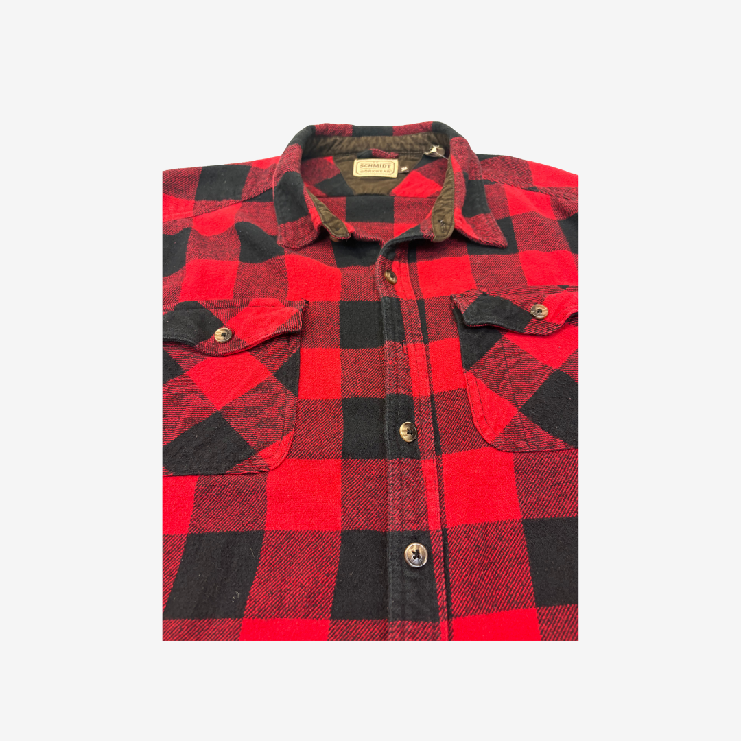 Vintage Red Lumberjack Style Workwear Button Up Shirt