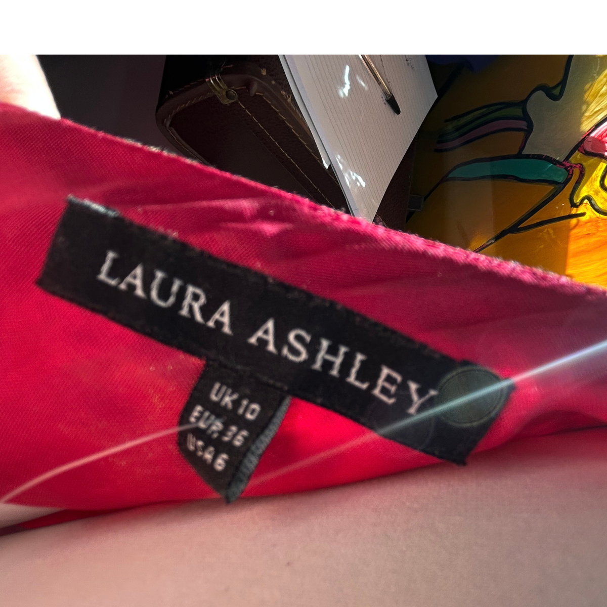 Laura Ashley Red Floral Linen Shift Dress