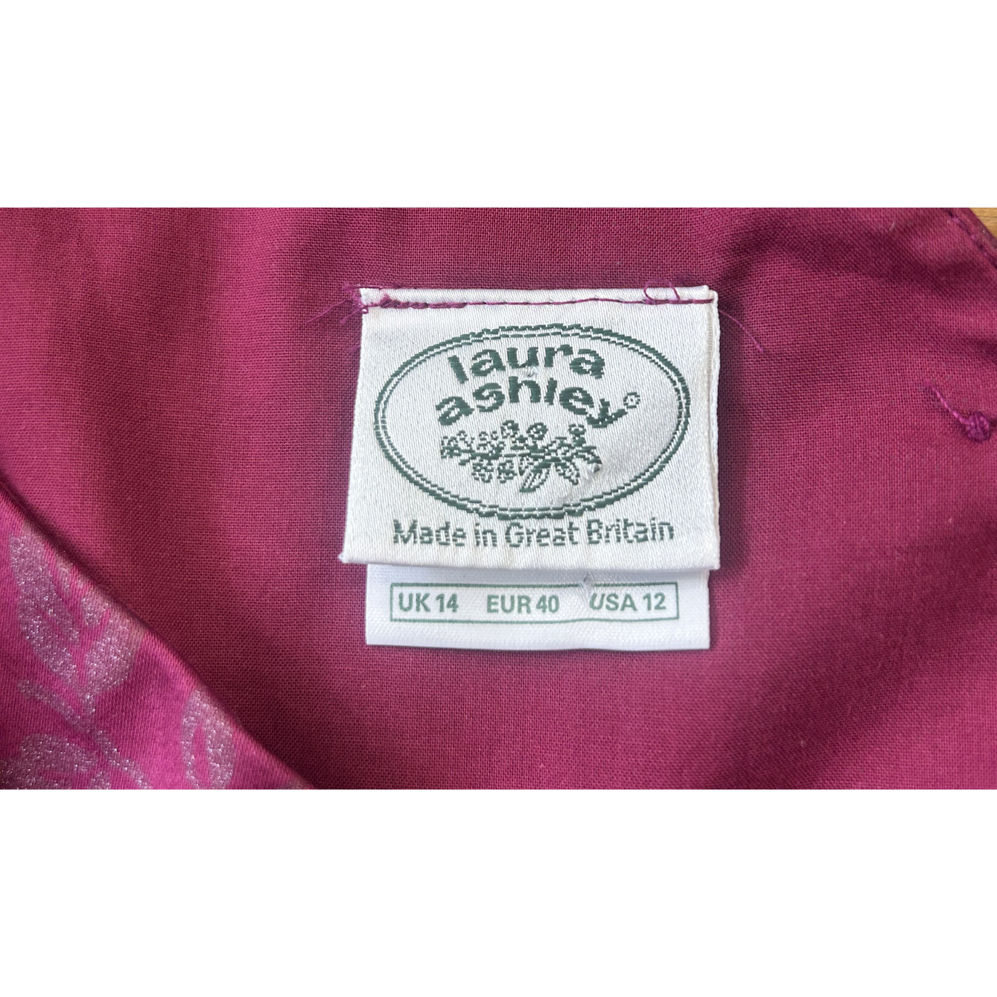 Vintage Laura Ashley Magenta Rose Print Occasion Dress