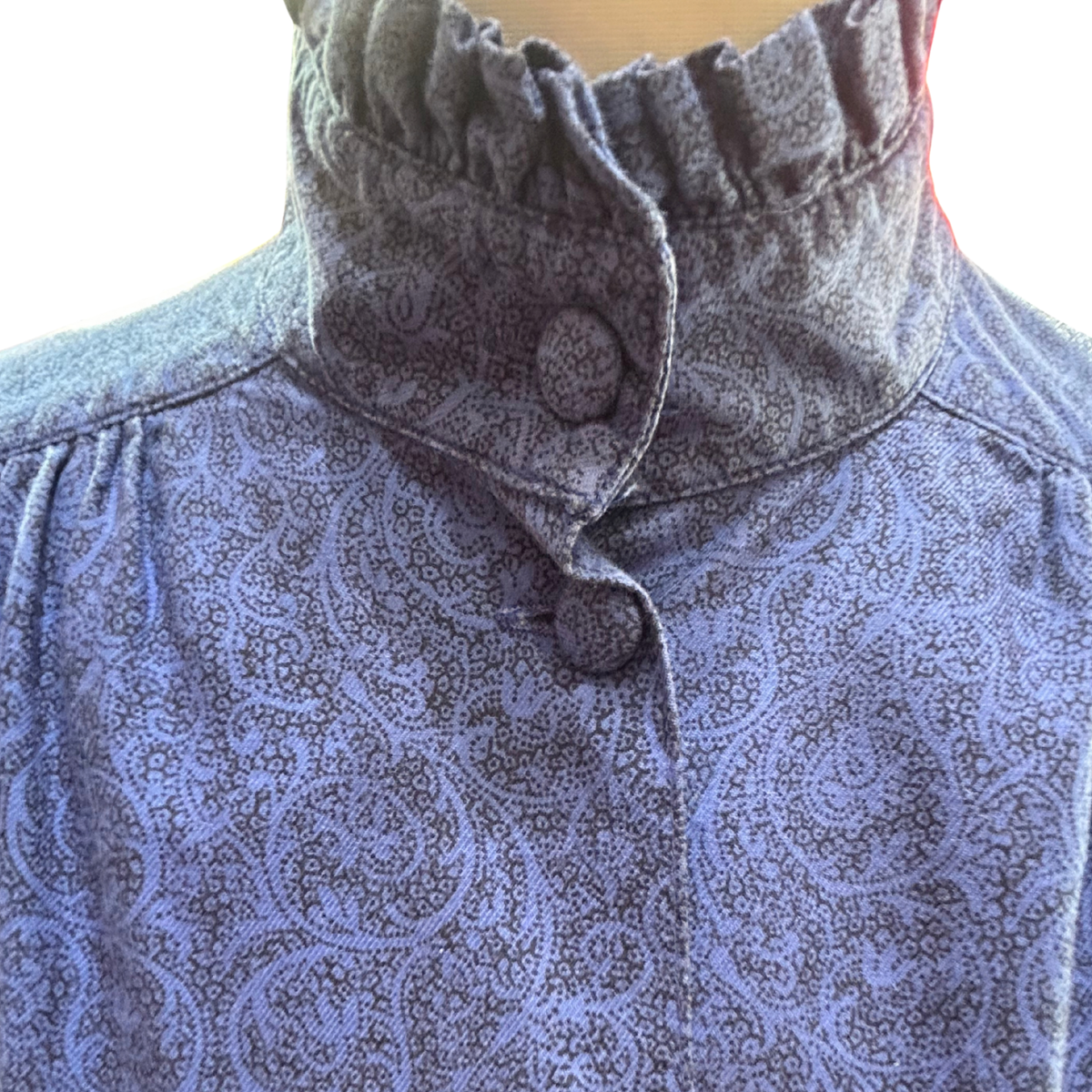 Vintage Laura Ashley Pie Crust Collar Dress in Blue and Black Print