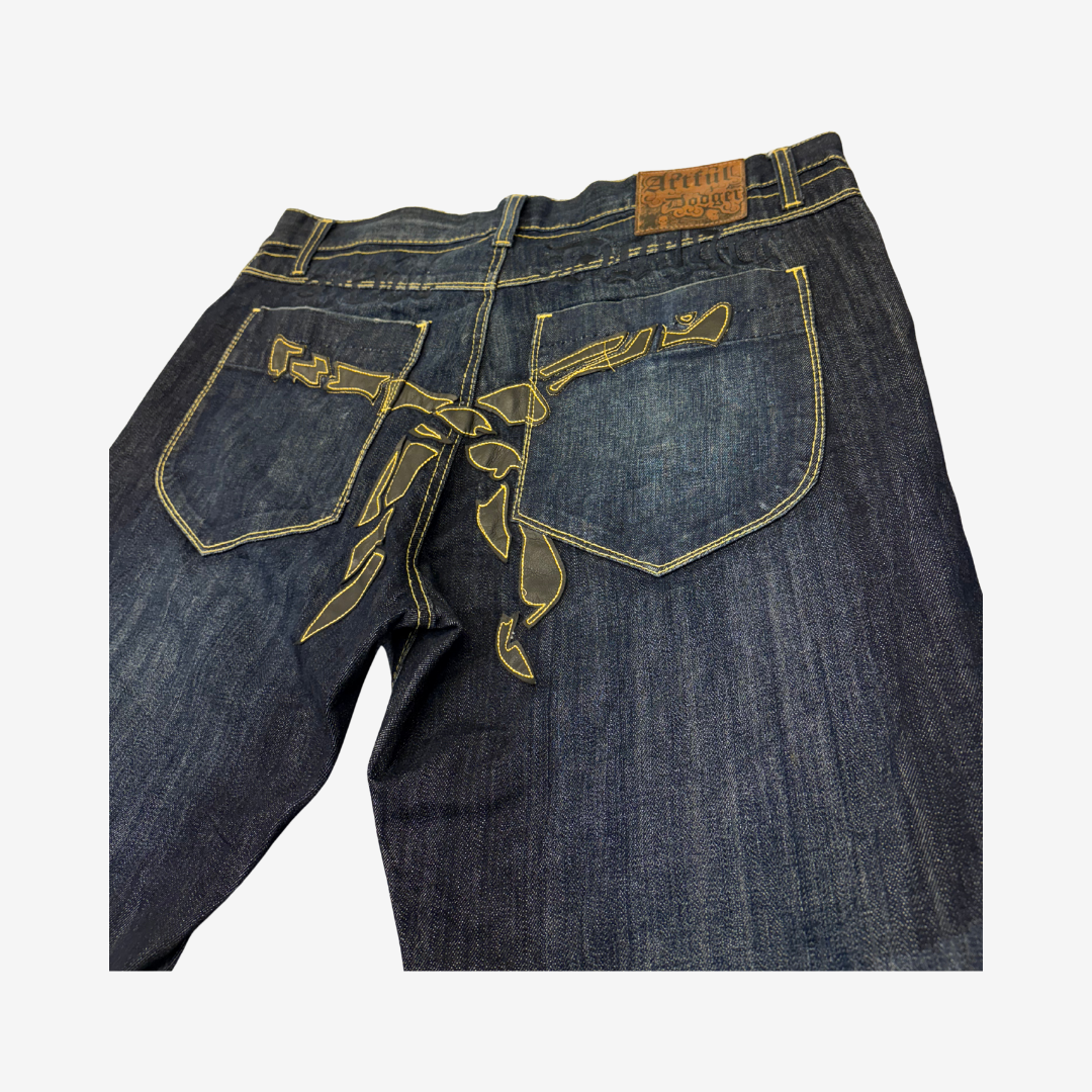 Artful Dodger Y2K Dark Wash Graphic Back Jeans
