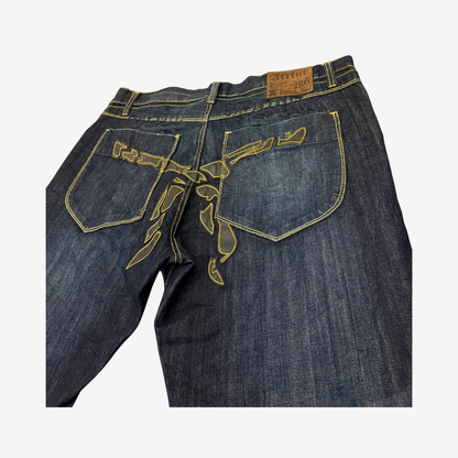 Artful Dodger Y2K Dark Wash Graphic Back Jeans
