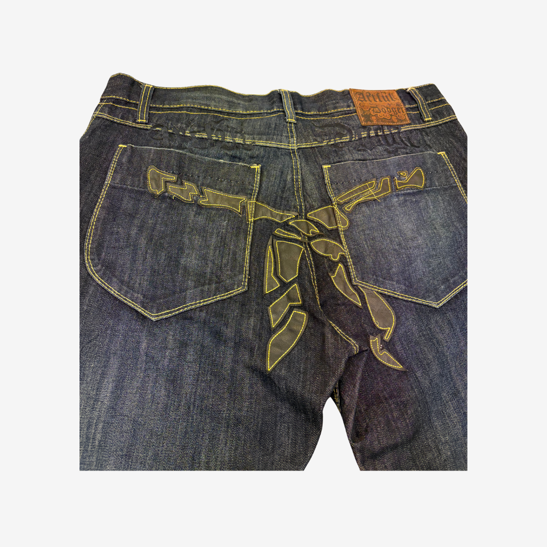 Artful Dodger Y2K Dark Wash Graphic Back Jeans