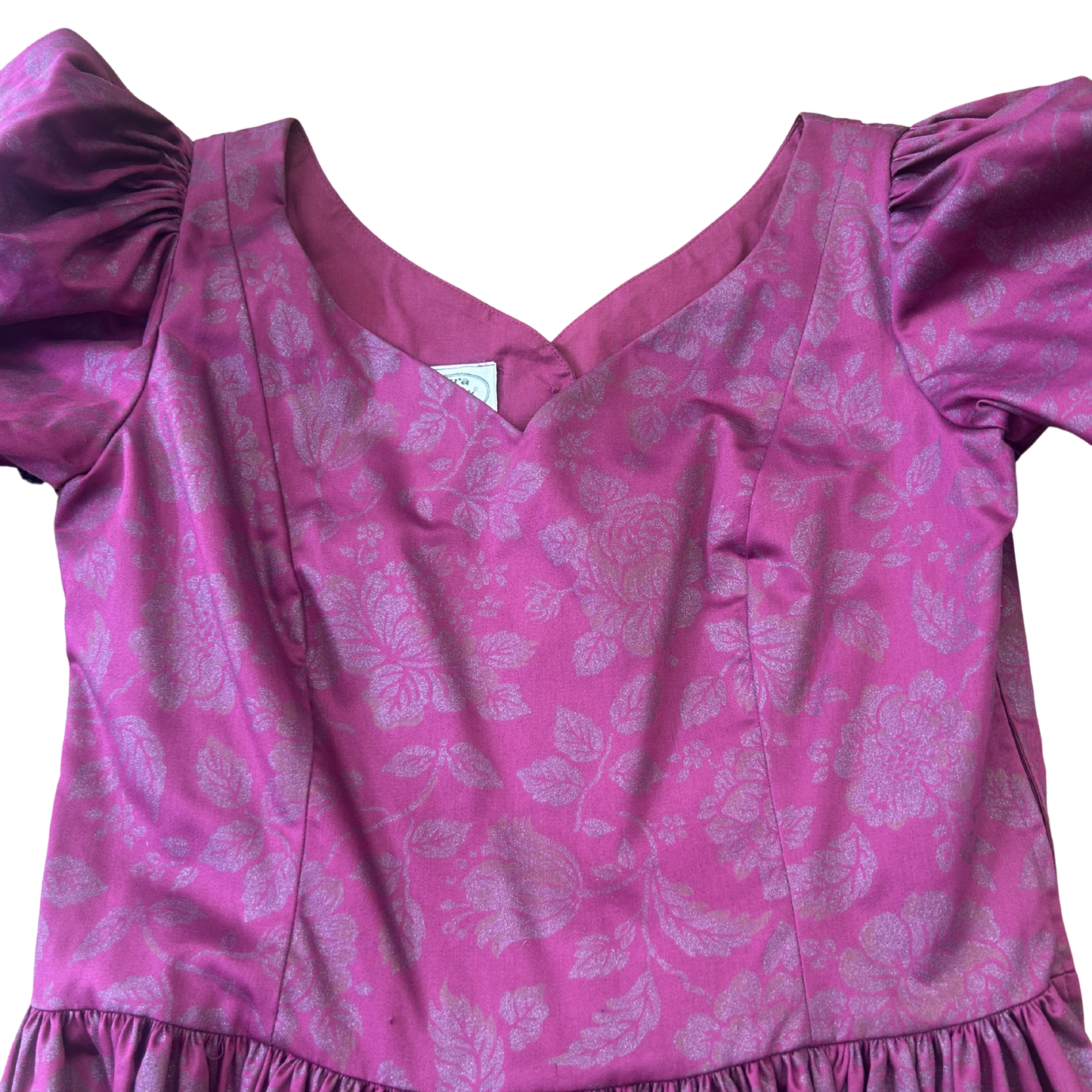 Vintage Laura Ashley Magenta Rose Print Occasion Dress