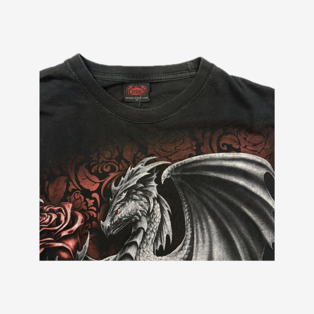 Y2K Spiral Direct Gothic Dragon Graphic Print T-Shirt