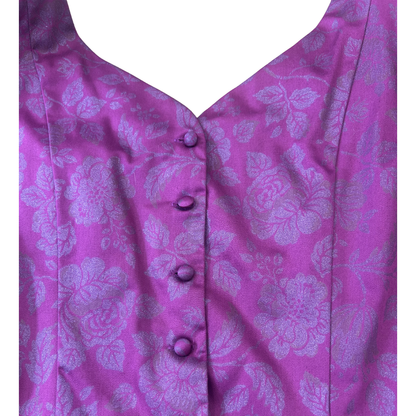 Vintage Laura Ashley Magenta Rose Print Occasion Dress