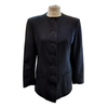 Laura Ashley Navy Lined Collarless Wool Jacket Size 12