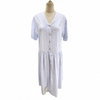 Vintage Laura Ashley Drop Waist Pale Blue and White Cotton Dress